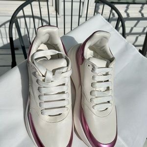 Alexander McQueen pink and white new ladies sneakers.